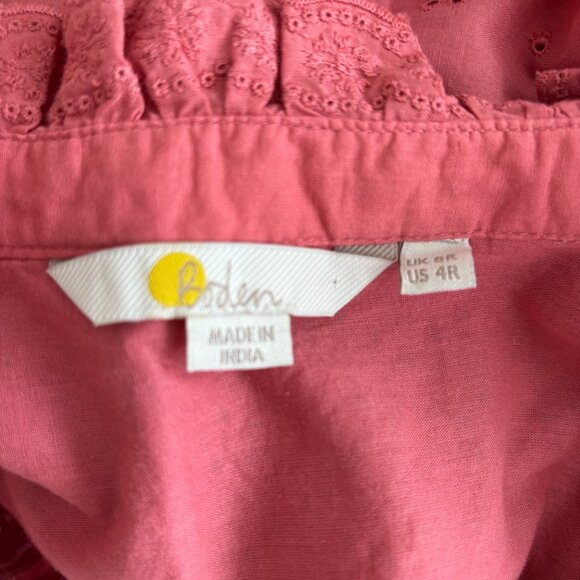 Boden Mixed Broderie Shirt Dress in Dusty Red - Picture 11 of 11